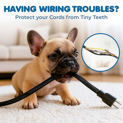 SunGrow Pet Cord Protector, 1/2 Inch Wire Loom Tubing Cable Sleeve, Dog, Cat, Ferret Wire Split Sleeve, Cable Protector Tubing, Restricts Chewing, Polyester Cable Management Sleeve, 10 Feet