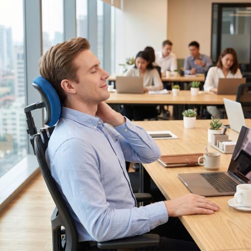 Adjustable C-Shaped Office Chair Headrest, 1.18" Thickened Clips Head Rest Attachment Blue - color: 3 Cm/1.18 Inch Clip