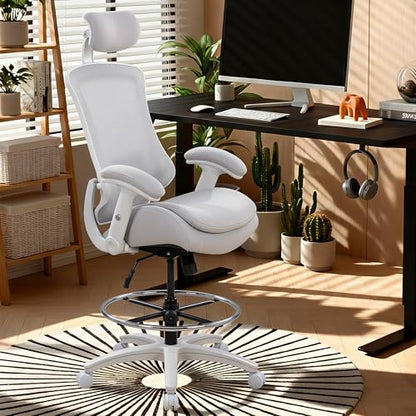 BOLISS Ergonomic Drafting Chair High Back for Standing Desk-Grey - color: Grey Frame Grey Mesh, style: Extended Height