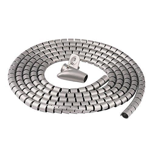 Cable Sleeve Organizer 118inch Coiled Tube Cable Cable Management Sleeve for Home Office PC TV Silver - color: Silver, size: 118.1inch*0.62inch*1pc