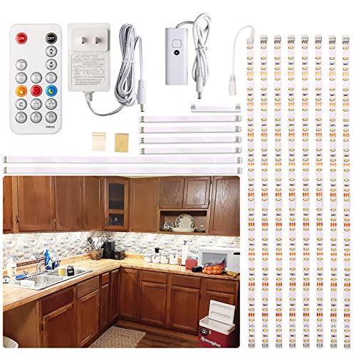 WOBANE White Under Cabinet Lights,8 PCS 20inch LED Strip Light with Remote - color: White