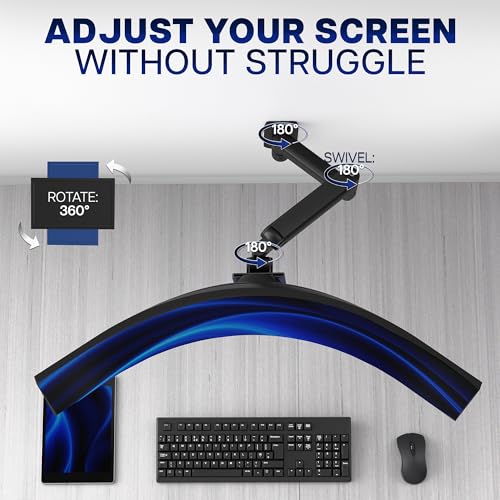 VIVO Premium Ultrawide Monitor Counterbalance Wall Mount for up to 49 inch Screens, Holds 44 lbs, Full Motion, Max VESA 100x100, Black, MOUNT-V101V - size: Up to 49", style: Single Mount