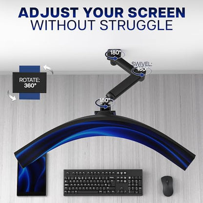 VIVO Premium Ultrawide Monitor Counterbalance Wall Mount for up to 49 inch Screens, Holds 44 lbs, Full Motion, Max VESA 100x100, Black, MOUNT-V101V - size: Up to 49", style: Single Mount