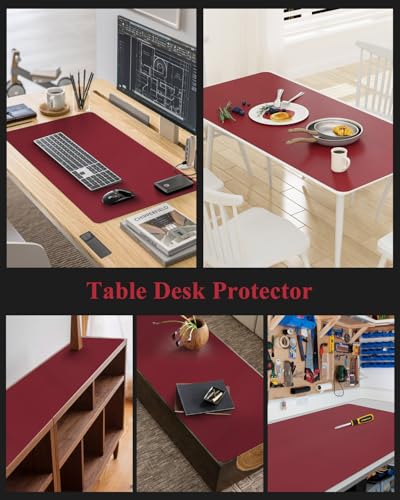 Wine Red Plastic Table Cover Protector, 36" x 60" PVC Desk Pad Mat - color: Wine Red, size: 36" x 60"