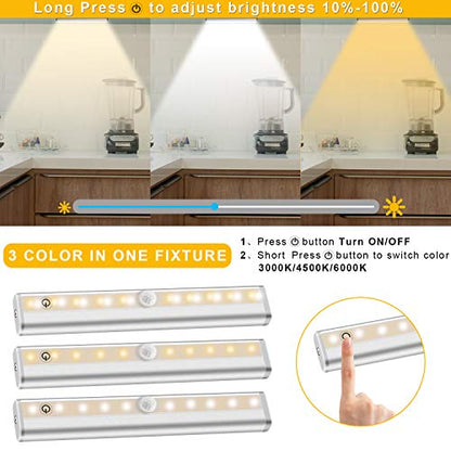 Remote Control Under Cabinet Lighting Wireless 6 Pack, 20-LED Dimmable Closet Lights Rechargeable Under Counter Light, Stick on Touch Night Light Strip Bar for Kitchen Stairway Bedroom, 3 Colors - size: 6 Pack
