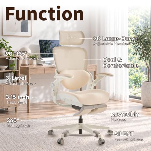 MUSSO E80 Muse Petite Ergonomic Office Chair for Women & Small Frames Beige - color: Beige