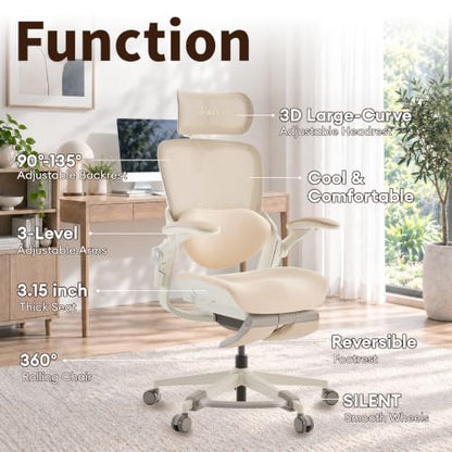 MUSSO E80 Muse Petite Ergonomic Office Chair for Women & Small Frames Beige - color: Beige
