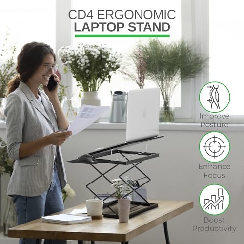 Uncaged Ergonomics Adjustable Laptop Stand & Standing Desk Converter, Black