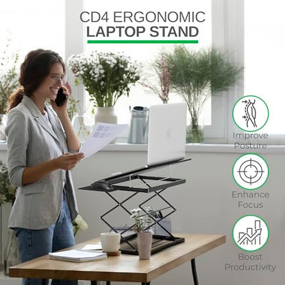 Uncaged Ergonomics Adjustable Laptop Stand & Standing Desk Converter, Black