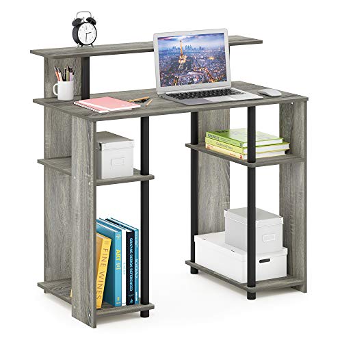 Furinno JAYA Simple Design Computer Writing Desk, French Oak Grey/Black - color: French Oak/Black