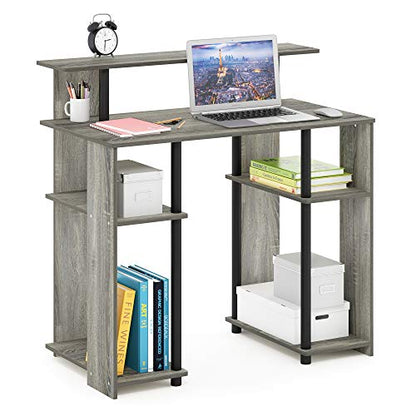 Furinno JAYA Simple Design Computer Writing Desk, French Oak Grey/Black - color: French Oak/Black