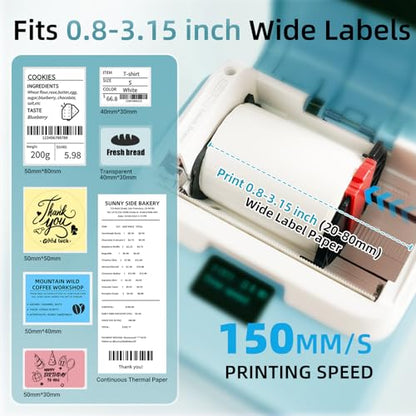 ORGSTA Label Maker with Tape, T003 Thermal Label Maker, 3.15 Inch Bluetooth Label Printer Compatible with Phone & PC, Sticker Printer Barcode Thermal Maker - Blue | Compatible with Phone & PC, Sticker Printer for Small Business, Home, School, Thermal Barc