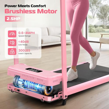 ANCHEER Walking Pad with Incline-Under Desk Treadmill for Home/Office - color: Classic Pink