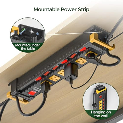 6 Outlet Heavy Duty Surge Protector Power Strip with Individual Switches - size: 6 Outlet, style: 6FT