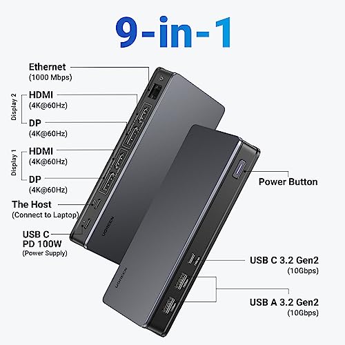 UGREEN USB C DisplayLink Docking Station, Dual 4K@60Hz, Driver Required