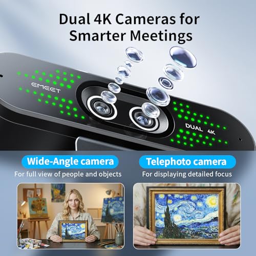 EMEET NOVA 4K Dual-Camera 4K Webcam for PC, Wide-Angle and Telephoto Camera - style: 4K Dual-Camera Remote