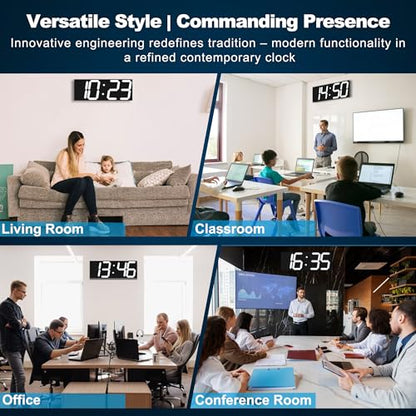 CHKOSDA 18.7 Inch Large Digital Clock with GPS Auto-Sync Time - White | 164ft Visibility, No Wi-Fi, Adjustable Timezone, 8-Level Dimming, Remote, Timer, for Living Room, Office, Classroom, Garage - color: 18.7" Gps Auto-sync Wall Clock-white