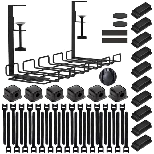 Under Desk Cable Management Tray with 52Pcs Different Essential Accessories