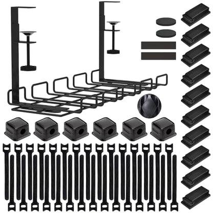 Under Desk Cable Management Tray with 52Pcs Different Essential Accessories