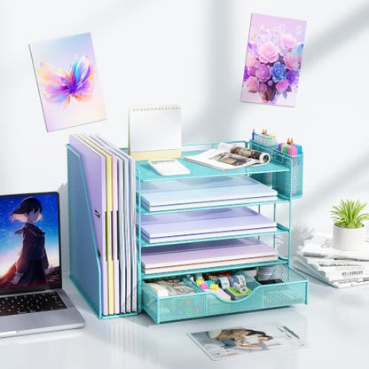 gianotter 5-Tier Desk Organizer with Drawers and File Holders - color: Blue, size: 5T