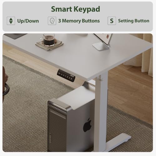 Agilestic 63 x 55 Inch L Shaped Electric Standing Desk, White - color: Pure White, size: 63x55 Inch