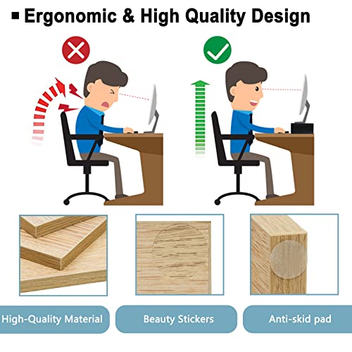 TEAMIX 2-Pack Monitor Stand Riser 20 inch, Wood Desk Computer Shelf, Maple - color: Maple, size: 2 Pack-20 inch