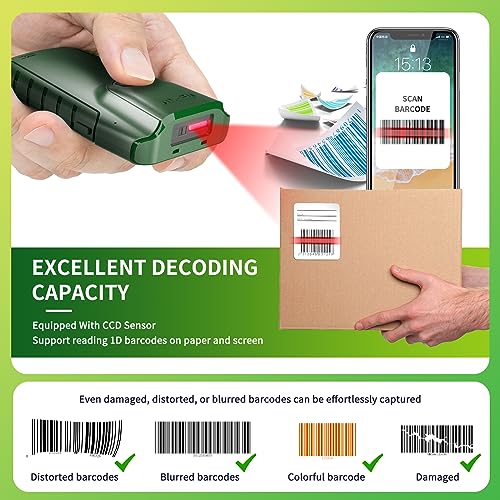 NETUM Bluetooth 1D Barcode Scanner, 3-in-1 Portable CCD Bar Code Reader | Automatic Wireless Gun Scan Back Clip Work with Tablet iOS Android Windows MacOS for Warehouse Inventory POS (1D - E740) - size: 1D - E740