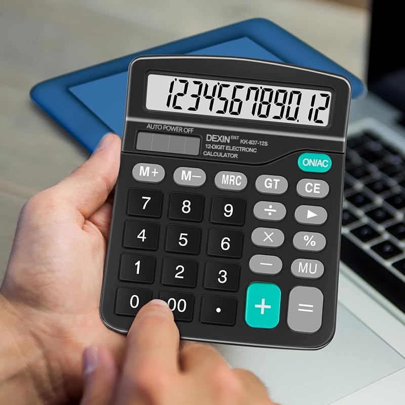 Desktop Calculator with Large LCD Display and Sensitive Button, 12 Digits Standard Function, Suitable for Office, Home, School