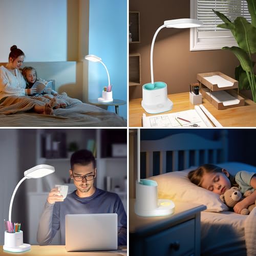 LED Desk Lamp for Dorm Home Office Bedroom, Dimmable Reading Light - color: Green