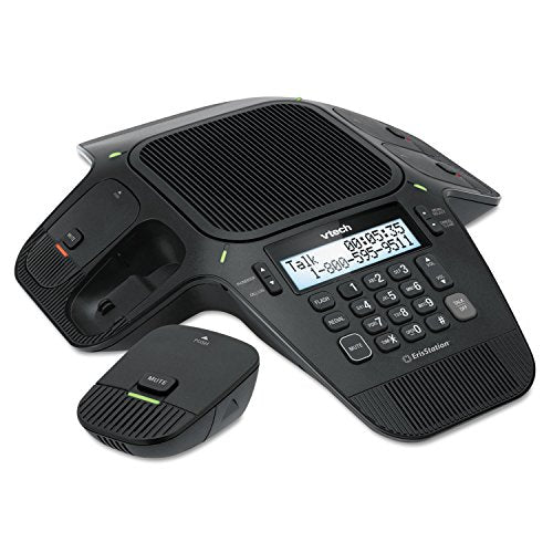 VTech VCS704 ErisStation DECT 6.0 Conference Phone with Four Wireless Mics Using Orbitlink Wireless Technology,Black - size: 4 microphones, style: Wired Base
