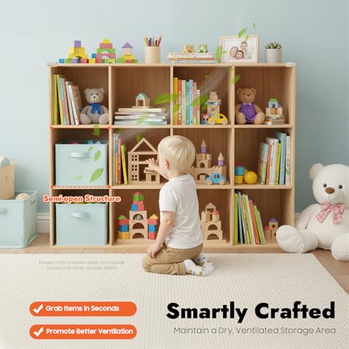 12 Cube Storage Organizer - Solid Wood Bookshelf for Bedroom, Living Room | Vertical or Horizontal Bookshelf Organizer | Open Book Shelf | Easy Assembly | 47.24''Lx11.81''Wx23.62''H (12 Cubes) - size: 12 Cubes