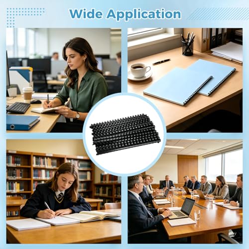 100 Pcs Plastic Binding Combs, 1/2 Inch Diameter 21-Ring Comb Binding Spines, 80 Sheet Capacity for A4 Documents, Reports, Manuals, Photo Albums and Office Supplies