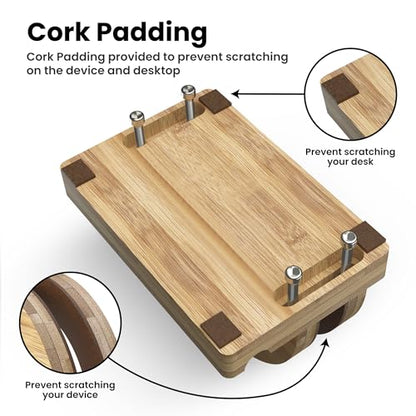 Kothar Premium Wood Vertical Laptop Stand - Adjustable Single Slot Bamboo Holder for MacBook, Dell, HP, and More | Space-Saving Desktop Organizer | Eco-Friendly, Sleek & Durable Design