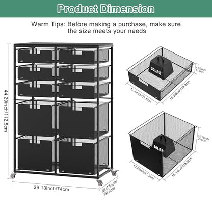 EasyPAG Rolling Storage Cart With 10 Drawers, Metal Craft Organizers with Wood Tabletop for Home, Letter/Legal Size Rolling File Cart for Office, Classroo and Dorm, Black - size: 10 Drawers