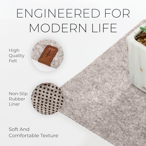 Nordik Felt Desk Mat - Large Felt Desk Pad - Stone Oat Beige (35 x 17 in) | Premium Desk Matt for Desktop, Full Desk Keyboard Mouse Pad, High Quality Felt and Non-Slip Rubber Liner for Home and Office - color: Stone Oat
