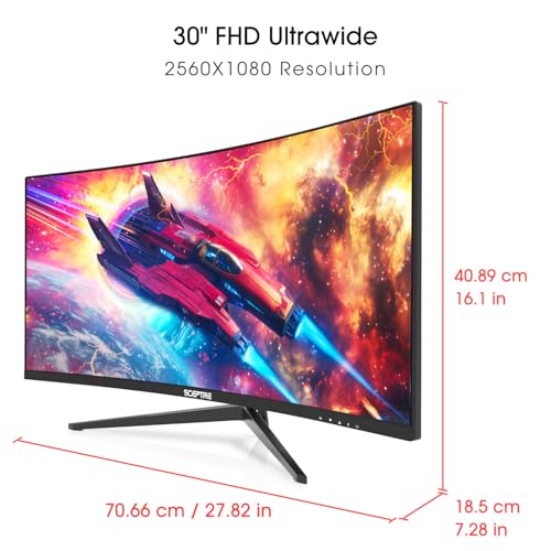 Sceptre Prime Curved 30-inch Gaming Monitor 200+Hz FreeSync Build-in Speakers 2560 x 1080p HDMI DP Machine Black 2026 (C305B-200UN Series) - style: 2025 30" 200Hz+