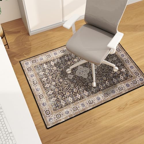 Office Chair Mat for Hardwood Floor, 48"x36" Easy Glide Computer Desk Mat Protector for Rolling Chair Under Desk Rug Nonslip Backing, Machine Wash (Modern) - color: Beige and Black, size: 36"x48"