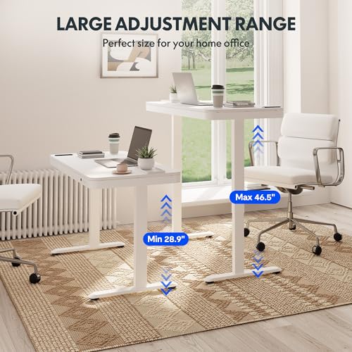 FLEXISPOT Comhar 48" Electric Standing Desk with Drawers, USB Charging Ports, Quick Assembly, Height Adjustable Sit Stand Computer Desk with Child Lock for Modern Minimalist Home Office, White - size: 48"White