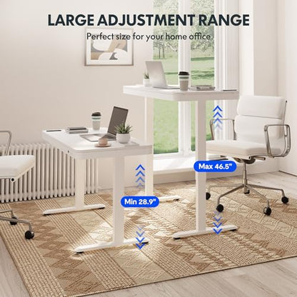 FLEXISPOT Comhar 48" Electric Standing Desk with Drawers, USB Charging Ports, Quick Assembly, Height Adjustable Sit Stand Computer Desk with Child Lock for Modern Minimalist Home Office, White - size: 48"White