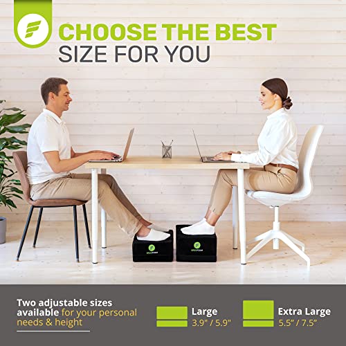 ErgoFoam XL Foot Rest for Under Desk at Work for Stools & High Chairs Chiropractor-Endorsed 2in1 Adjustable Under Desk Footrest Ergonomic High-Density Compression-Resistant Foam Nonslip Foot Rest - size: Extra Large