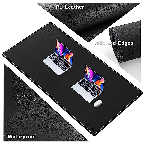 CENNBIE Leather Desk Pad Large, 55.1" x 27.5" Desk Mat Protector (Black) - color: Black, size: 25.7" x 55.1"
