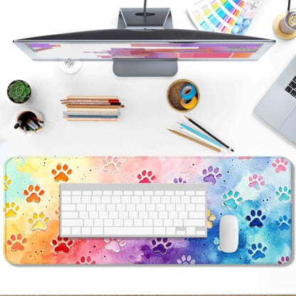 Pastel Cat Paw Large Mouse Pad & Desk Mat for Gaming, Office & Home | 31.5"x11.8"x0.12", HD Print, Long, Extended, Ultra-Smooth Surface, Non-Slip Rubber Base, Stitched Edges, Office Accessories - color: Xk04