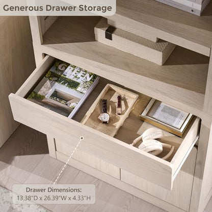 72" Tall Modern Bookshelf with Doors, 5-Tier Large Bookcase w/Drawer, Wooden Storage Cabinet w/Adjustable Shelves, Versatile Book Shelf w/Curved Profile Design for Living Room, Office, Cream - color: Cream