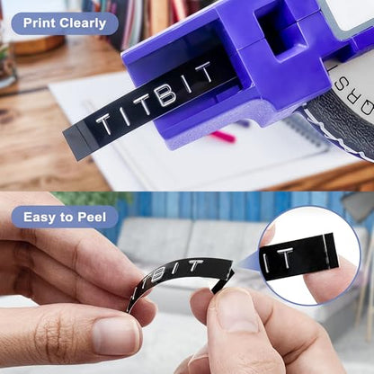 TITBIT 5 Rolls Compatible with DYMO Embossing Label Maker Refills Black | Embossing Tape 3/8 Inch 3D 1741670 for DYMO Manual Label Maker Organizer Xpress Pro 12965/12966 Office Mate II 1540 1610 - style: Black