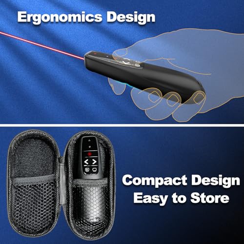 (2 Units) Presentation Clicker PowerPoint Presenter Remote: Laser Pointer Project Power Point PPT Clicker for Mac Laptop Office, Wireless Computer Clickers Slideshow Google Slide Advancer | 2‑in‑1 USB/Type C Receiver, Google Slide Advancer & Red Laser, Co