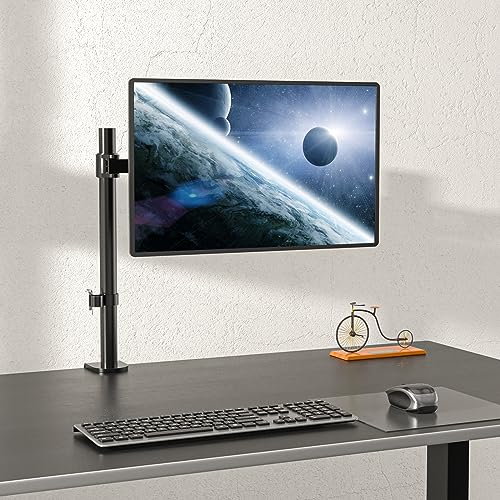 WALI Single Monitor Mount, Single Monitor Arm Desk Mount, Up to 32 inch Ultrawide, Regular Screens up to 27 inches, 22lbs, Adjustable Mount with C-CLAMP for Home Office Application(M001), Black - size: 13"-27", style: Single