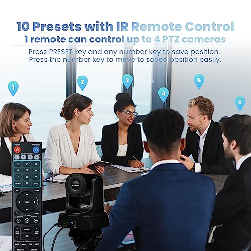 TONGVEO PTZ Camera HDMI/USB 10X Optical Zoom 60fps 1080P Video Conference Camera for Church Worship Live Streaming Meeting Online Learn with Zoom YouTube OBS and More - color: black