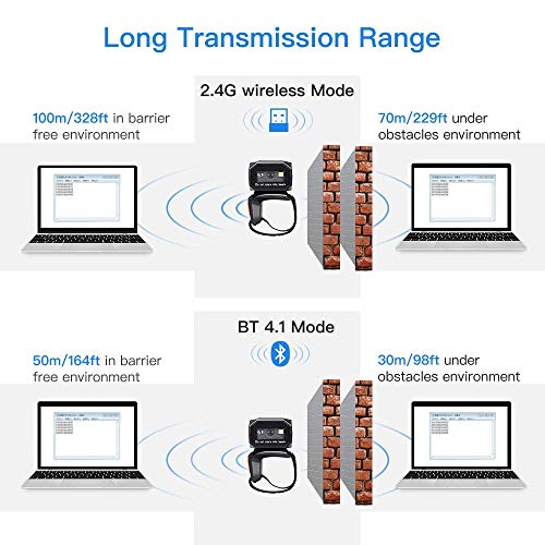 Eyoyo Mini Wearable 2D 1D QR Bluetooth Finger Ring Barcode Scanner - color: Orange