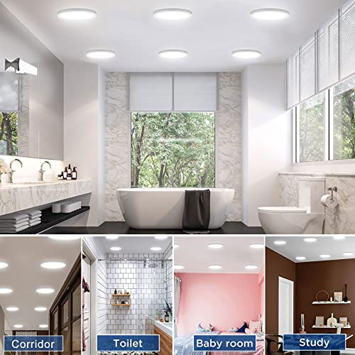 NOVELUX-ETL Certified 7 inch Flush Mount Ceiling Light Fixtures White, 12W 1200LM Dimmable, 5000K Ultra Thin Round Led Ceiling Light for Bedroom,Living Room, Kitchen, Hallway, Bathroom, 3Pack - size: 7 inch-3 Pack