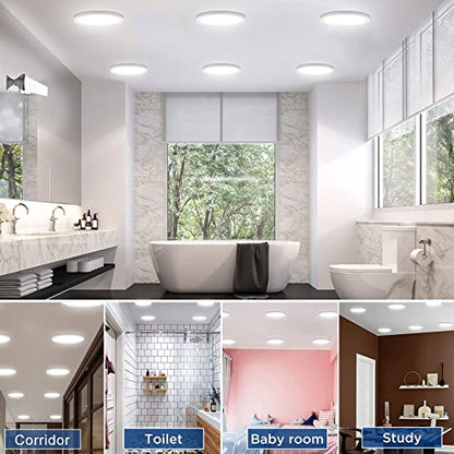 NOVELUX-ETL Certified 7 inch Flush Mount Ceiling Light Fixtures White, 12W 1200LM Dimmable, 5000K Ultra Thin Round Led Ceiling Light for Bedroom,Living Room, Kitchen, Hallway, Bathroom, 3Pack - size: 7 inch-3 Pack